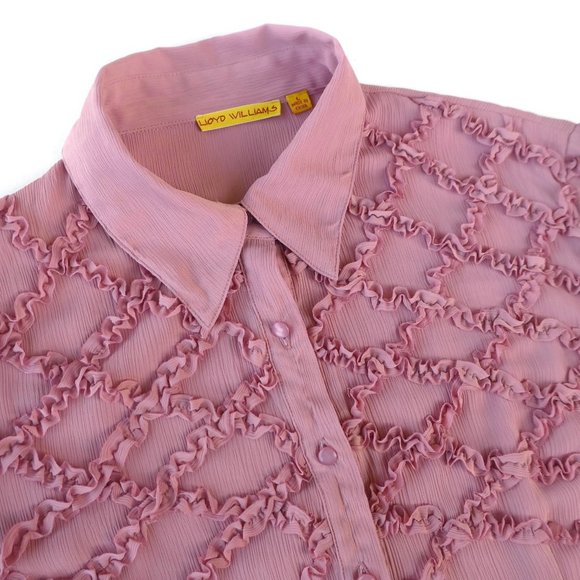 Vintage Lloyd Williams Blouse Ruffles Moonglow L